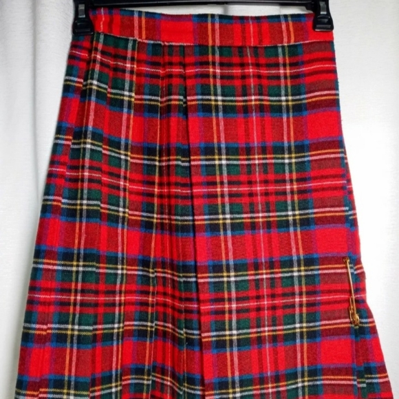 Vintage Skirts Vintage Retro Boho Wool Red Plaid Skirt Size 9